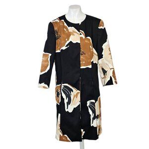 MaxMara Studio Womens Abstract Floral 3/4 Sleeve Trench Jacket, Size 10